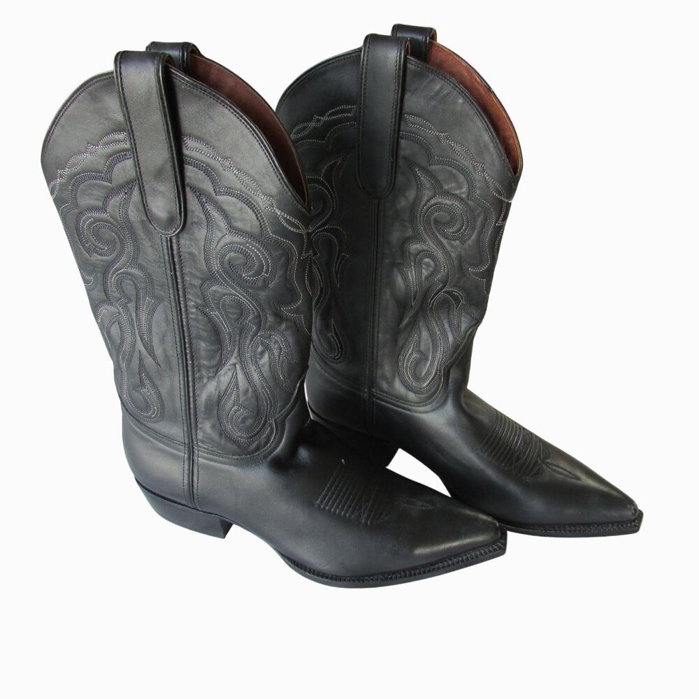 Vintage Caborca Men's 8 Western Cowboy Boots - Black
